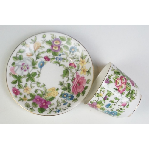 55 - Early 20th Century Crown Staffordshire part tea service including four tea cups, six saucers, tea po... 