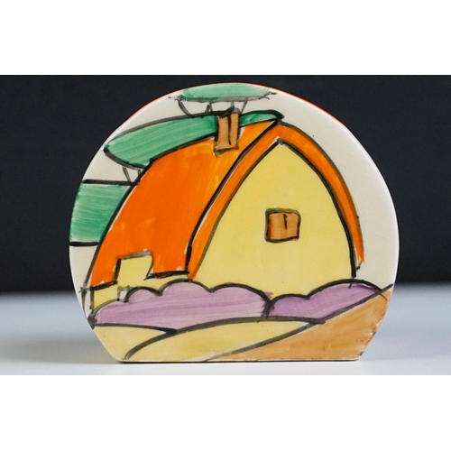 6 - Art Deco Clarice Cliff for Newport Pottery sugar bowl in the orange roof cottage pattern. Printed ma... 