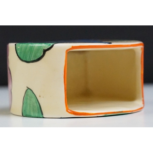 6 - Art Deco Clarice Cliff for Newport Pottery sugar bowl in the orange roof cottage pattern. Printed ma... 