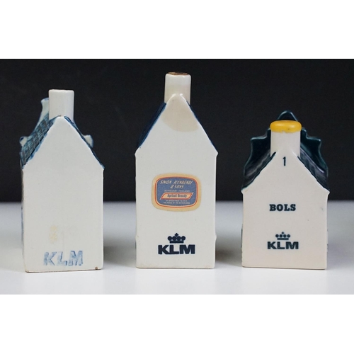 61 - Collection of 16 Delft / KLM porcelain flasks modelled as houses, tallest approx 10.5cm