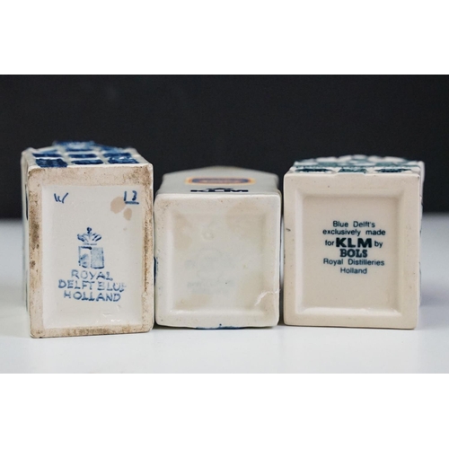 61 - Collection of 16 Delft / KLM porcelain flasks modelled as houses, tallest approx 10.5cm