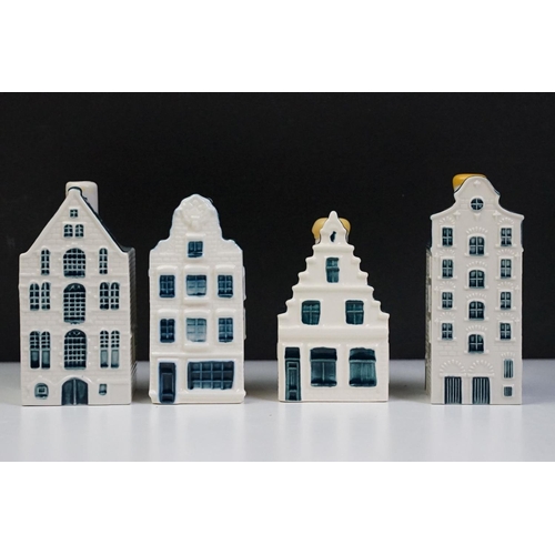 61 - Collection of 16 Delft / KLM porcelain flasks modelled as houses, tallest approx 10.5cm