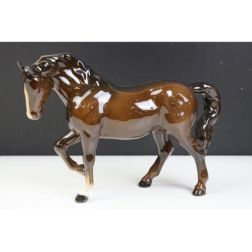 62 - Beswick - Three Beswick brown gloss horses (tallest approx 21.5cm) and a Beswick Donkey (matt finish... 