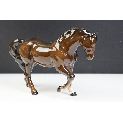 62 - Beswick - Three Beswick brown gloss horses (tallest approx 21.5cm) and a Beswick Donkey (matt finish... 