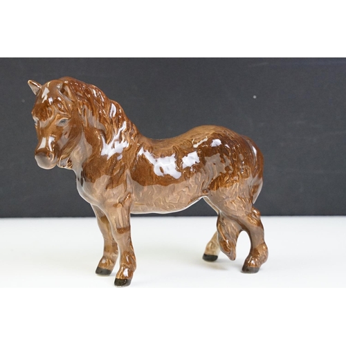 62 - Beswick - Three Beswick brown gloss horses (tallest approx 21.5cm) and a Beswick Donkey (matt finish... 