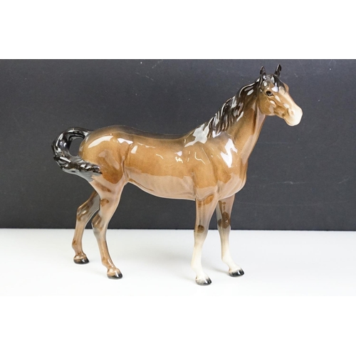 62 - Beswick - Three Beswick brown gloss horses (tallest approx 21.5cm) and a Beswick Donkey (matt finish... 