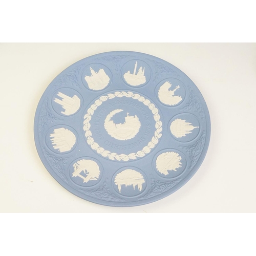 63 - Group of Wedgwood Jasperware, six pieces, to include a Tenth Anniversary Christmas plate (24cm diame... 