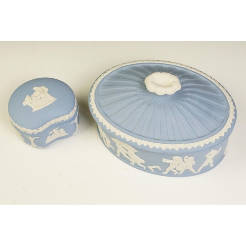 63 - Group of Wedgwood Jasperware, six pieces, to include a Tenth Anniversary Christmas plate (24cm diame... 