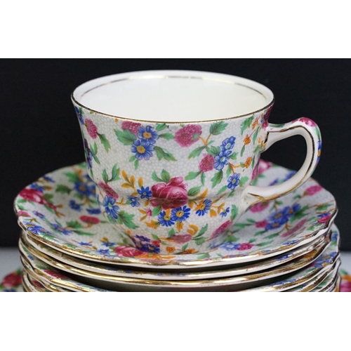 68 - Royal Winton / Grimwades ' Old Cottage Chintz ' pattern tea set, to include teapot, water jug, 12 te... 