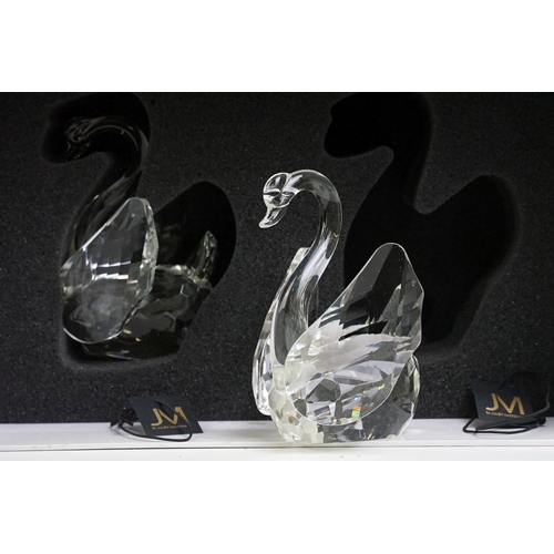 70 - Two boxed Julie Macdonald crystal glass sets to include Set of Two Crystal Swans & Set of Two Lotus ... 