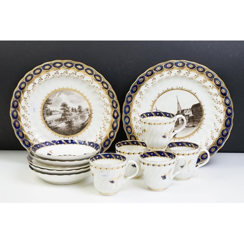 71 - Pair of Chamberlain's Worcester porcelain plates, each with a topographical view, one showing Hillin... 