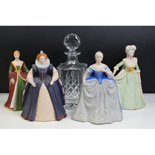 72 - Four Franklin Porcelain ltd edn lady figurines to include Isabella of Spain, Elizabeth I, Catherine ... 