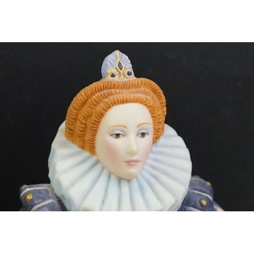 72 - Four Franklin Porcelain ltd edn lady figurines to include Isabella of Spain, Elizabeth I, Catherine ... 