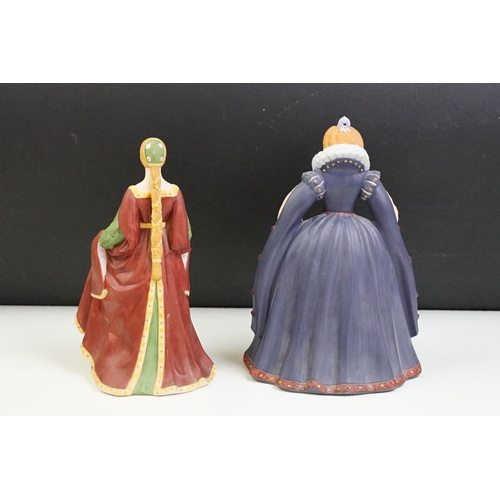 72 - Four Franklin Porcelain ltd edn lady figurines to include Isabella of Spain, Elizabeth I, Catherine ... 