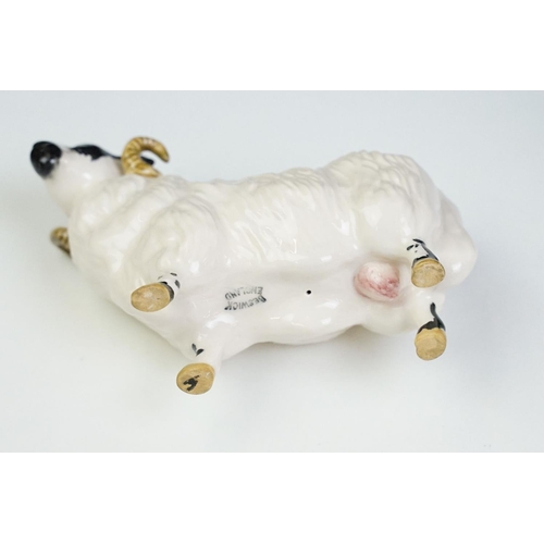 74 - Seven Beswick porcelain animal figures to include a Hereford 'Champion of Champions' Bull, 2 x Pigs ... 