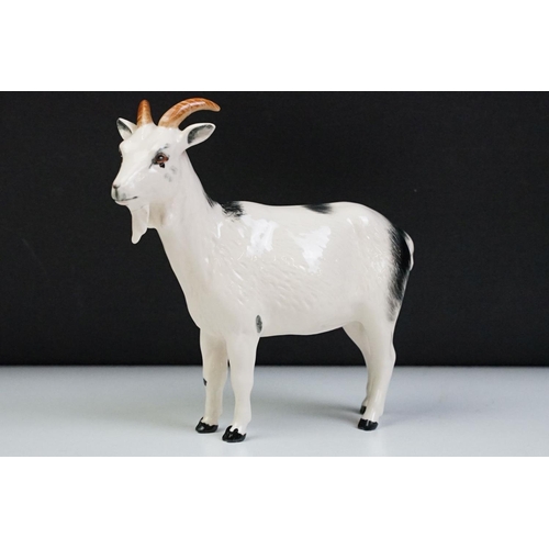 74 - Seven Beswick porcelain animal figures to include a Hereford 'Champion of Champions' Bull, 2 x Pigs ... 