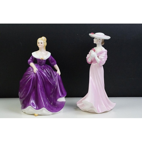 80 - Seven porcelain lady figurines to include 3 x Coalport (Silver Anniversary, Roses of Love & Debutant... 