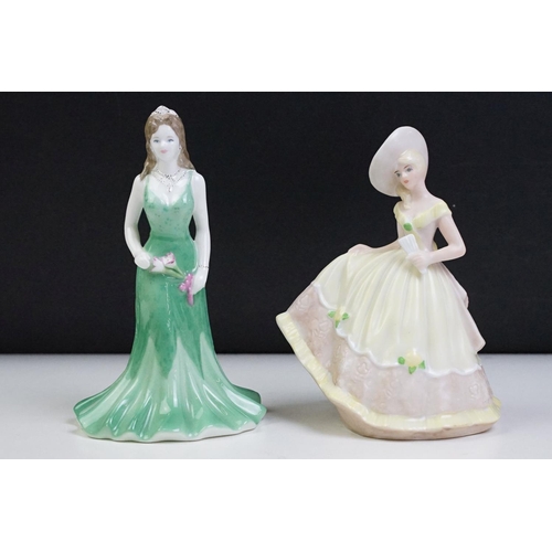 80 - Seven porcelain lady figurines to include 3 x Coalport (Silver Anniversary, Roses of Love & Debutant... 