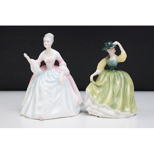 80 - Seven porcelain lady figurines to include 3 x Coalport (Silver Anniversary, Roses of Love & Debutant... 