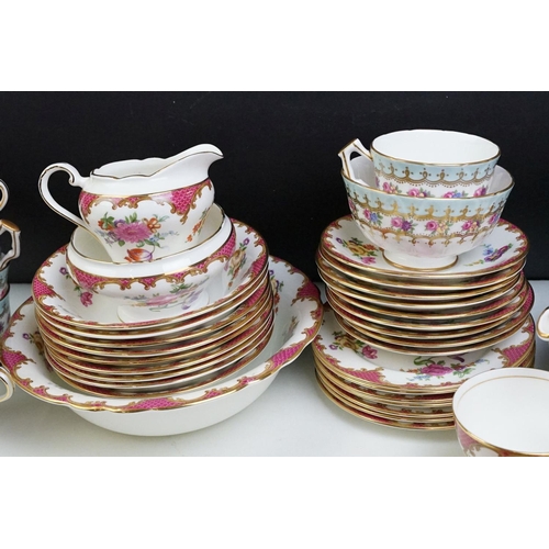 81 - Aynsley porcelain floral tea set, pattern no. B971, to include teapot, 8 cups, 9 saucers, 7 tea plat... 