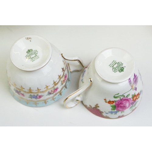 81 - Aynsley porcelain floral tea set, pattern no. B971, to include teapot, 8 cups, 9 saucers, 7 tea plat... 