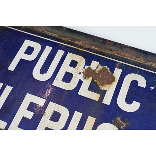 180 - Vintage ' Public Telephone ' double sided enamel sign, with white lettering on blue ground, approx 4... 