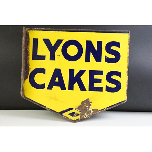 181 - Advertising - Lyons Cakes double-sided enamel wall sign, approx 44.5cm W x 39.5cm H