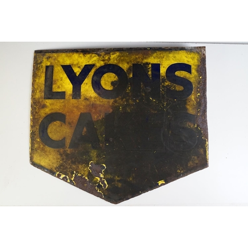 181 - Advertising - Lyons Cakes double-sided enamel wall sign, approx 44.5cm W x 39.5cm H