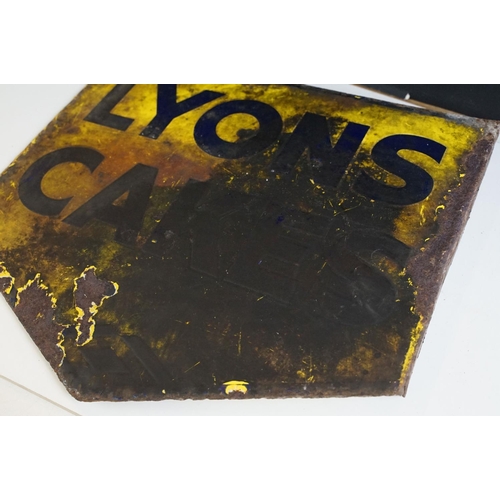 181 - Advertising - Lyons Cakes double-sided enamel wall sign, approx 44.5cm W x 39.5cm H