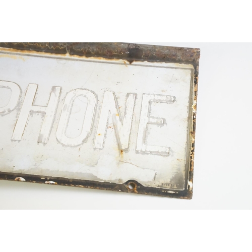 182 - Vintage ' Telephone ' double-sided rectangular metal sign, approx 56cm x 26cm