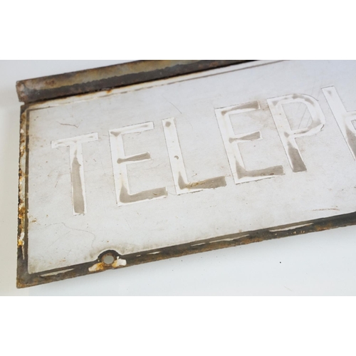 182 - Vintage ' Telephone ' double-sided rectangular metal sign, approx 56cm x 26cm