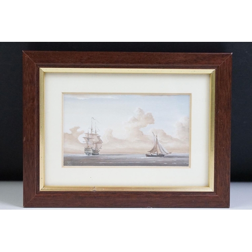 442 - Philip Hanton, Cutter, running with the evening tide, oil on ivorine, label verso, 9.25 x 5.25cm, fr... 