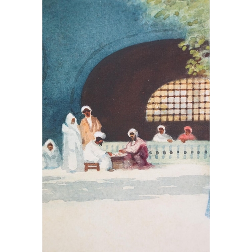 450 - Hans Jacob Hansen RSW (British 1853-1947) Seated playing games in Tangiers, watercolour, dimensions ... 