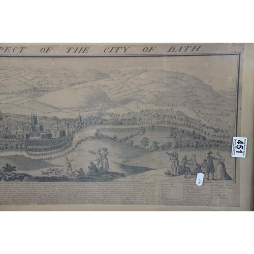 451 - After Nathaniel Buck (1727 - 1753), The South East Prospect of the City of Bath, engraving, dated lo... 