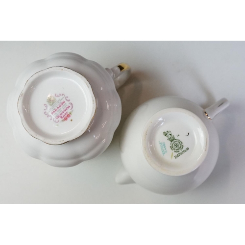 89 - Paragon 'Victoriana Rose' part-tea set (teapot, 6 cups & saucers, milk jug & sugar bowl), together w... 