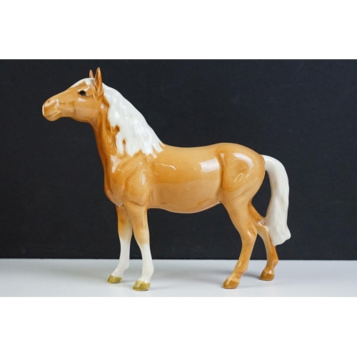 96 - Collection of 10 Beswick porcelain horses to include five Palomino and five brown gloss examples (fe... 