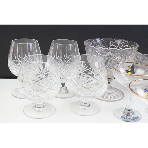 99 - Mixed glassware to include a set of six Babycham adverting glasses, Galileo thermometer (38.5cm high... 