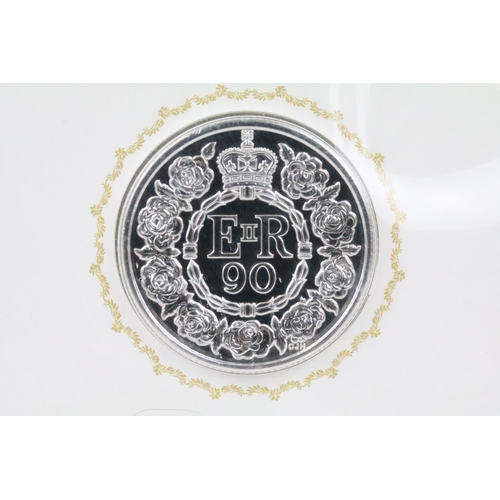 270 - Two Royal Mint 90th Birthday of Her Majesty the Queen 2016 United Kingdom fine silver £20 Coins, Bot... 