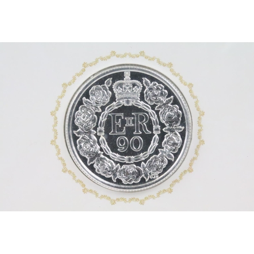 270 - Two Royal Mint 90th Birthday of Her Majesty the Queen 2016 United Kingdom fine silver £20 Coins, Bot... 