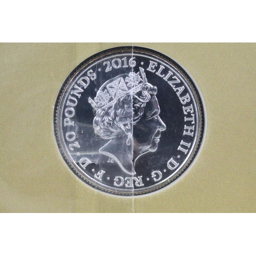 270 - Two Royal Mint 90th Birthday of Her Majesty the Queen 2016 United Kingdom fine silver £20 Coins, Bot... 