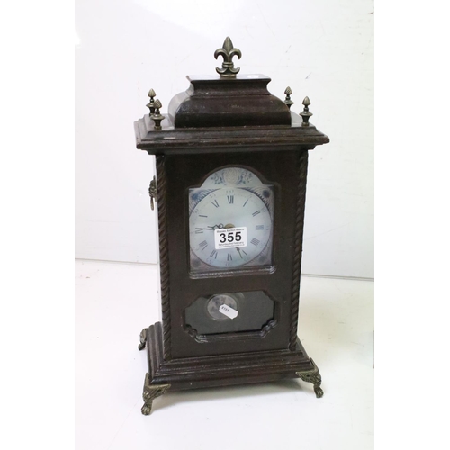 355 - Group of four mahogany mantel clocks to include an Ansonia Clock Co. Sharon Eight Day Strike (37cm h... 