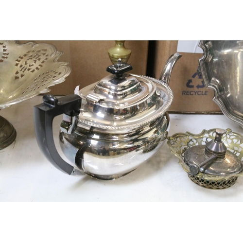 356 - Collection of mixed silver plate to include a pair of trumpet vases, teapot, coffee pot, entrée dish... 