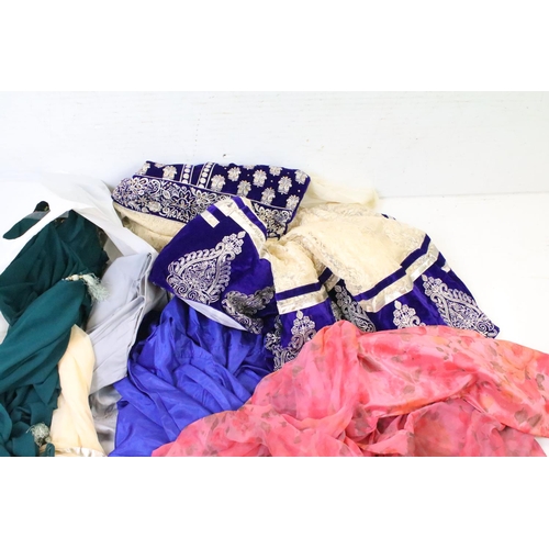 362 - Vintage Fashion -  Group of Sri Lankan vintage clothing featuring a cobalt blue & cream sequinned lo... 