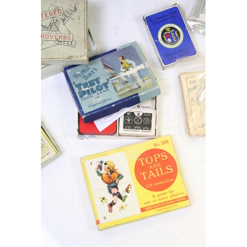 384 - Large collection of vintage playing cards, card games & games, to include Tops and Tails, Snap, Pete... 