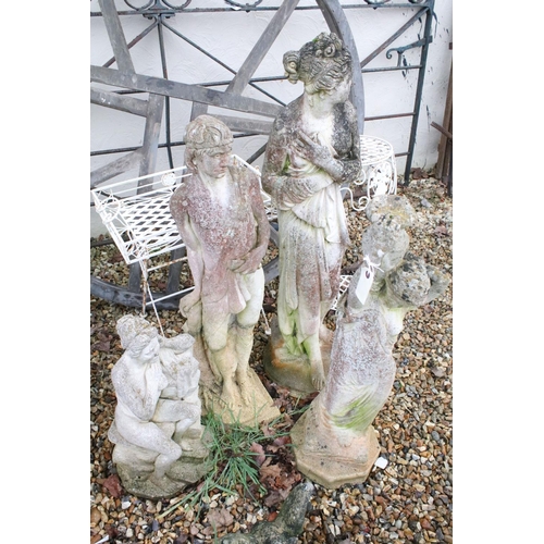 532 - Four reconstituted stone garden statues of classical style figures, tallest approx 112cm high