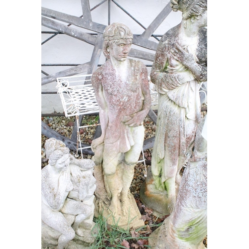 532 - Four reconstituted stone garden statues of classical style figures, tallest approx 112cm high