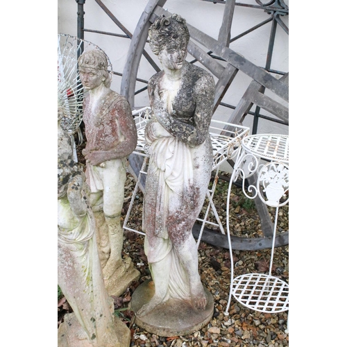 532 - Four reconstituted stone garden statues of classical style figures, tallest approx 112cm high