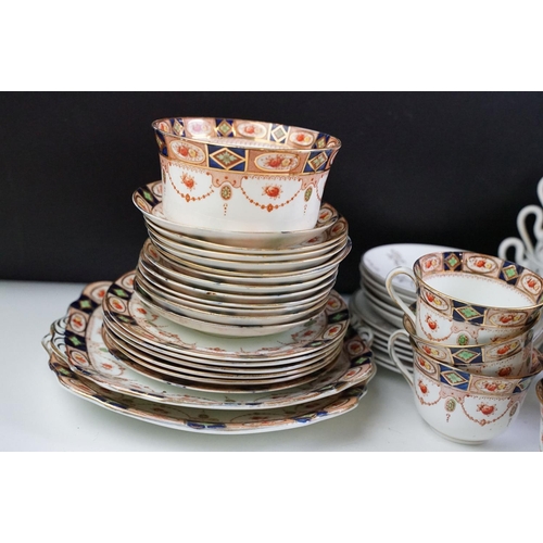 101 - Three part tea sets to include Spode (with gilt floral decoration), Myott Son & Co (pattern 7773) an... 