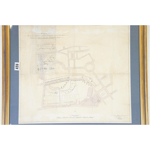 459 - Plan with Reference to Marlborough Buildings, Bath, Showing Deviation from Original Plan, signed low... 