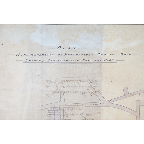 459 - Plan with Reference to Marlborough Buildings, Bath, Showing Deviation from Original Plan, signed low... 